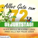 72. Geburtstag - Geburtstagskarte ALLES GUTE mit schönem Spruch