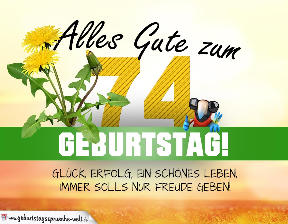 74. Geburtstag - Geburtstagskarte ALLES GUTE mit schönem ...