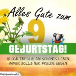 9. Geburtstag - Geburtstagskarte ALLES GUTE mit schönem Spruch