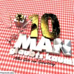 Geburtstagsgruß mit Sektgläsern und Geschenk zum 10. Geburtstag (3D)