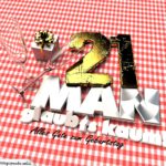 Geburtstagsgruß mit Sektgläsern und Geschenk zum 21. Geburtstag (3D)