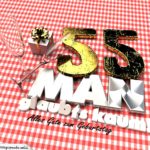 Geburtstagsgruß mit Sektgläsern und Geschenk zum 55. Geburtstag (3D)