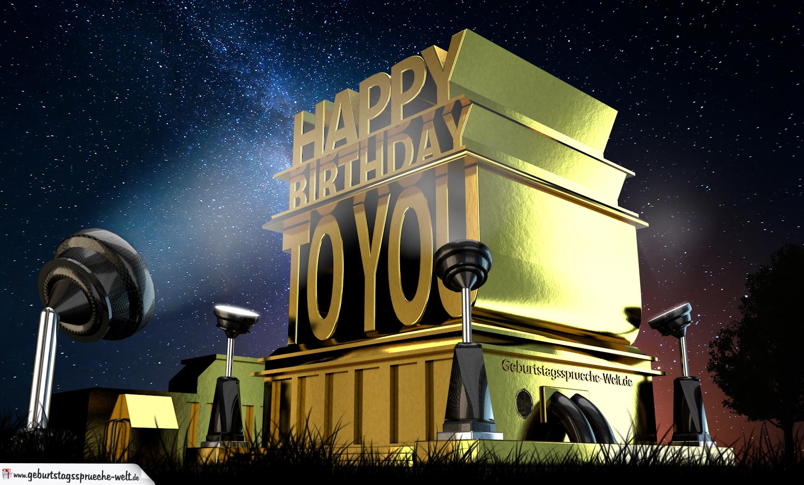 Kostenlose Geburtstagskarte im Stile von Hollywood - Happy Birthday to you