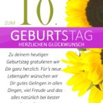 Schlichte Geburtstagskarte mit Sonnenblumen zum 10. Geburtstag