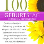 Schlichte Geburtstagskarte mit Sonnenblumen zum 100. Geburtstag