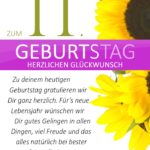 Schlichte Geburtstagskarte mit Sonnenblumen zum 11. Geburtstag