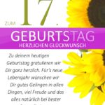 Schlichte Geburtstagskarte mit Sonnenblumen zum 17. Geburtstag