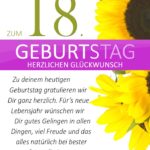 Schlichte Geburtstagskarte mit Sonnenblumen zum 18. Geburtstag