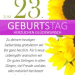 Schlichte Geburtstagskarte mit Sonnenblumen zum 23. Geburtstag