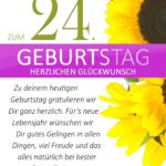 Schlichte Geburtstagskarte mit Sonnenblumen zum 24. Geburtstag