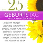 Schlichte Geburtstagskarte mit Sonnenblumen zum 25. Geburtstag