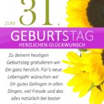 Schlichte Geburtstagskarte mit Sonnenblumen zum 31. Geburtstag