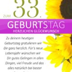 Schlichte Geburtstagskarte mit Sonnenblumen zum 33. Geburtstag