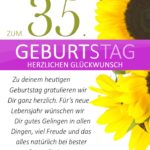 Schlichte Geburtstagskarte mit Sonnenblumen zum 35. Geburtstag