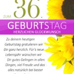 Schlichte Geburtstagskarte mit Sonnenblumen zum 36. Geburtstag