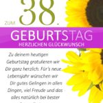 Schlichte Geburtstagskarte mit Sonnenblumen zum 38. Geburtstag