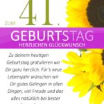 Schlichte Geburtstagskarte mit Sonnenblumen zum 41. Geburtstag