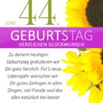 Schlichte Geburtstagskarte mit Sonnenblumen zum 44. Geburtstag