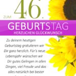 Schlichte Geburtstagskarte mit Sonnenblumen zum 46. Geburtstag