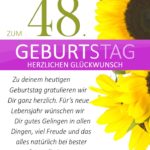 Schlichte Geburtstagskarte mit Sonnenblumen zum 48. Geburtstag