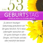 Schlichte Geburtstagskarte mit Sonnenblumen zum 53. Geburtstag