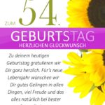 Schlichte Geburtstagskarte mit Sonnenblumen zum 54. Geburtstag