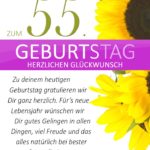 Schlichte Geburtstagskarte mit Sonnenblumen zum 55. Geburtstag