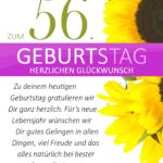 Schlichte Geburtstagskarte mit Sonnenblumen zum 56. Geburtstag