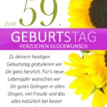 Schlichte Geburtstagskarte mit Sonnenblumen zum 59. Geburtstag