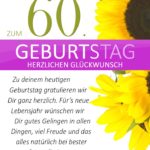 Schlichte Geburtstagskarte mit Sonnenblumen zum 60. Geburtstag