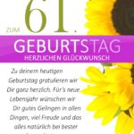 Schlichte Geburtstagskarte mit Sonnenblumen zum 61. Geburtstag