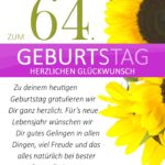 Schlichte Geburtstagskarte mit Sonnenblumen zum 64. Geburtstag