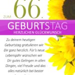 Schlichte Geburtstagskarte mit Sonnenblumen zum 66. Geburtstag