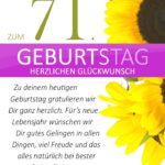 Schlichte Geburtstagskarte mit Sonnenblumen zum 71. Geburtstag