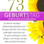 Schlichte Geburtstagskarte mit Sonnenblumen zum 73. Geburtstag