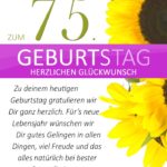 Schlichte Geburtstagskarte mit Sonnenblumen zum 75. Geburtstag