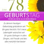 Schlichte Geburtstagskarte mit Sonnenblumen zum 78. Geburtstag