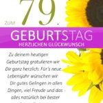 Schlichte Geburtstagskarte mit Sonnenblumen zum 79. Geburtstag