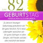 Schlichte Geburtstagskarte mit Sonnenblumen zum 82. Geburtstag