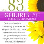 Schlichte Geburtstagskarte mit Sonnenblumen zum 83. Geburtstag