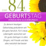 Schlichte Geburtstagskarte mit Sonnenblumen zum 84. Geburtstag