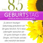 Schlichte Geburtstagskarte mit Sonnenblumen zum 85. Geburtstag