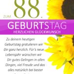 Schlichte Geburtstagskarte mit Sonnenblumen zum 88. Geburtstag