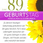 Schlichte Geburtstagskarte mit Sonnenblumen zum 89. Geburtstag