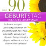 Schlichte Geburtstagskarte mit Sonnenblumen zum 90. Geburtstag