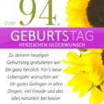 Schlichte Geburtstagskarte mit Sonnenblumen zum 94. Geburtstag