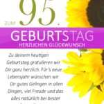 Schlichte Geburtstagskarte mit Sonnenblumen zum 95. Geburtstag