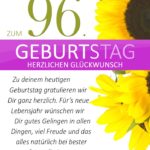 Schlichte Geburtstagskarte mit Sonnenblumen zum 96. Geburtstag