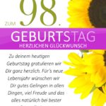 Schlichte Geburtstagskarte mit Sonnenblumen zum 98. Geburtstag