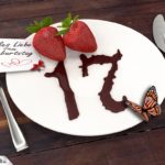 Geburtstagskarte mit Erdbeeren und Schokolade zum 17. Geburtstag